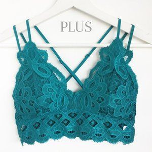 EDEN Plus Harbor Blue Floral Padded Lace Bralette